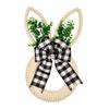 Spring Floral Wreath Easter Bunny Wreath with Hemp Rope Bow Spring Rabbit Door Hanging Sign Farmhouse Front Porch Wall Window