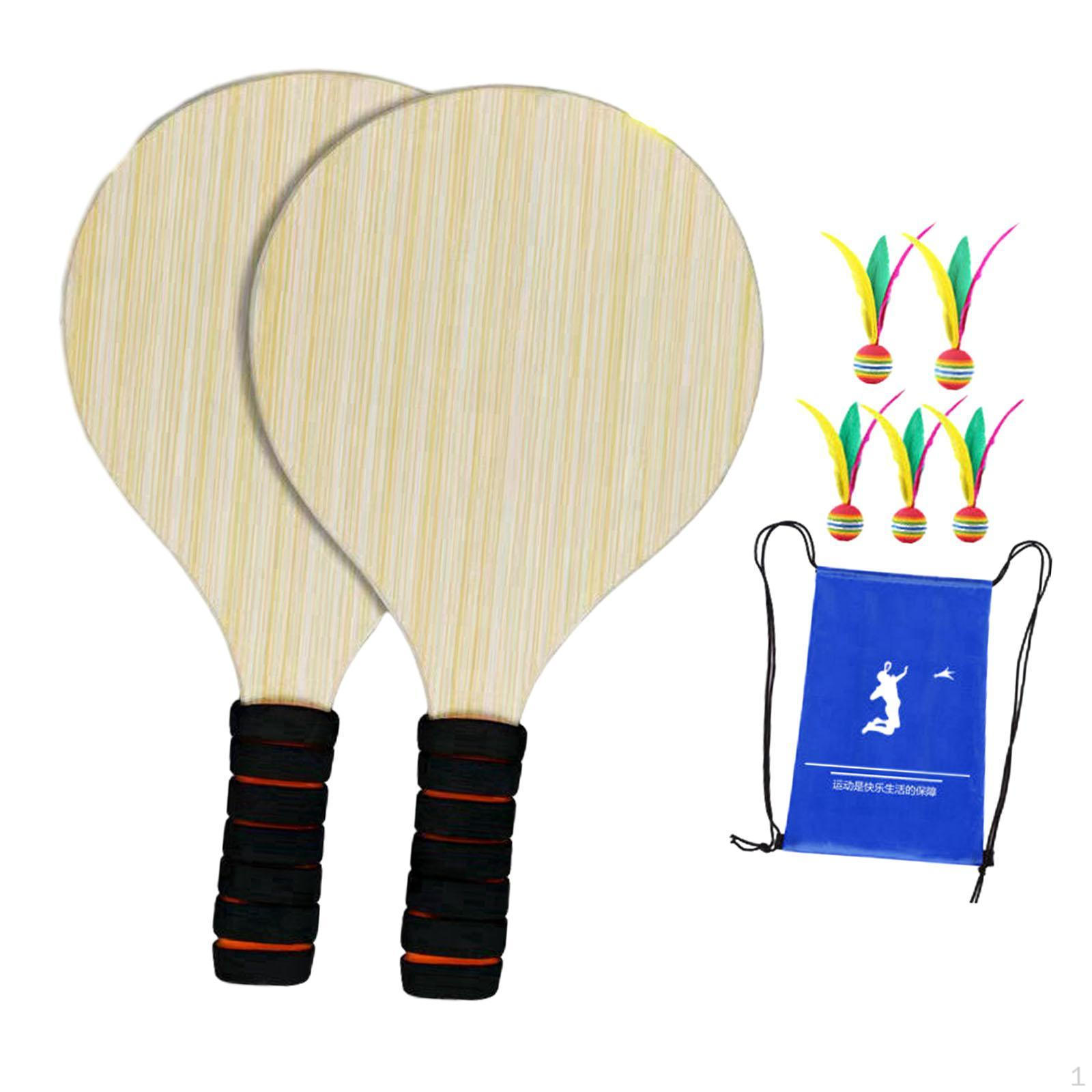 

2 Pieces Kids Badminton Paddle Set Pickleball Physical Exercise Toys Racket Shuttlecock 5 Large Balls