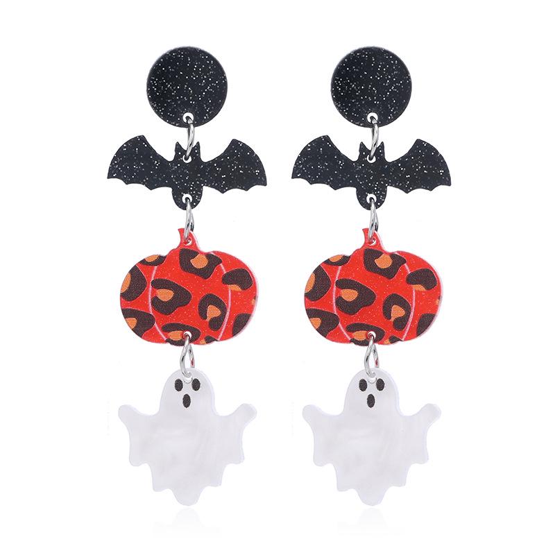 European & American Halloween Pumpkin Bat Ice Cream Stud Earrings