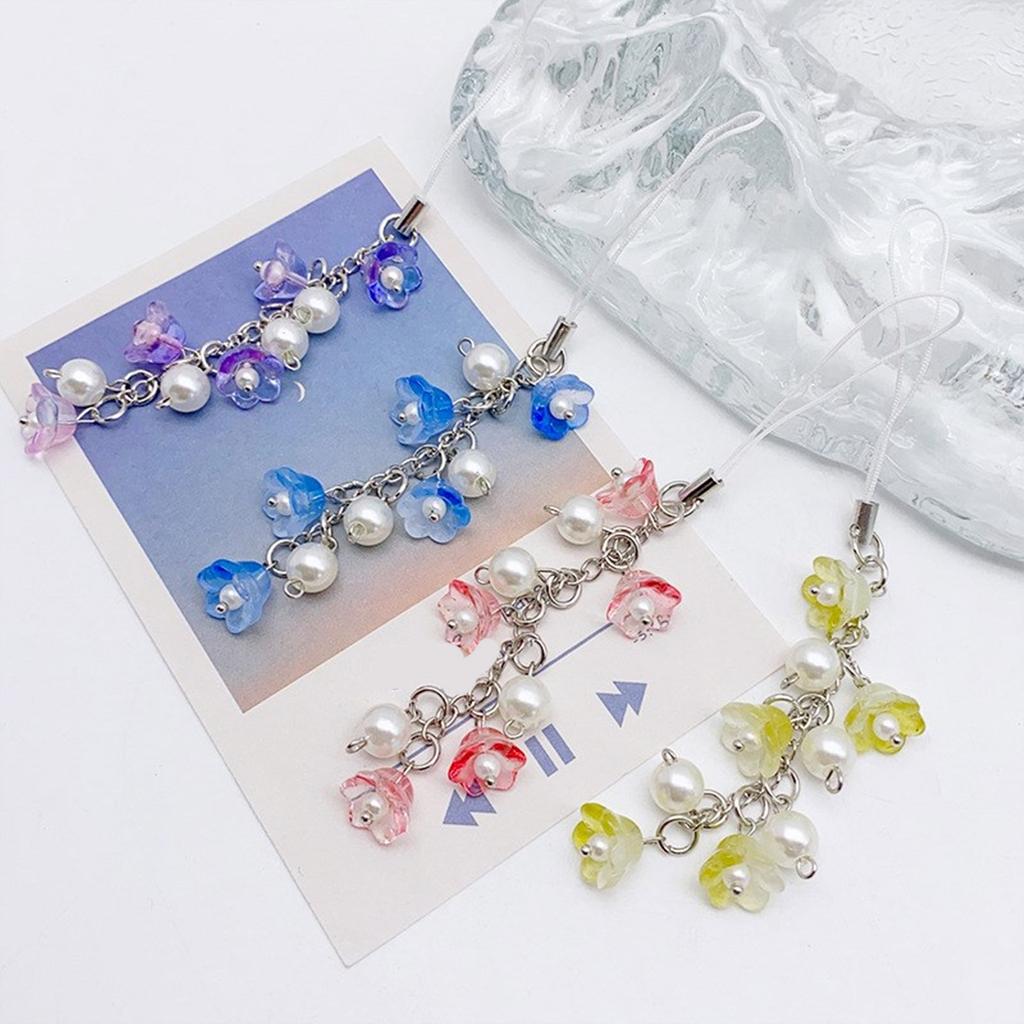 Camera Phone Jewelry Flower Phone Charm Cute Phone Chain Lilys of the Valley Flower Phone Pendant for Keys Card Phone