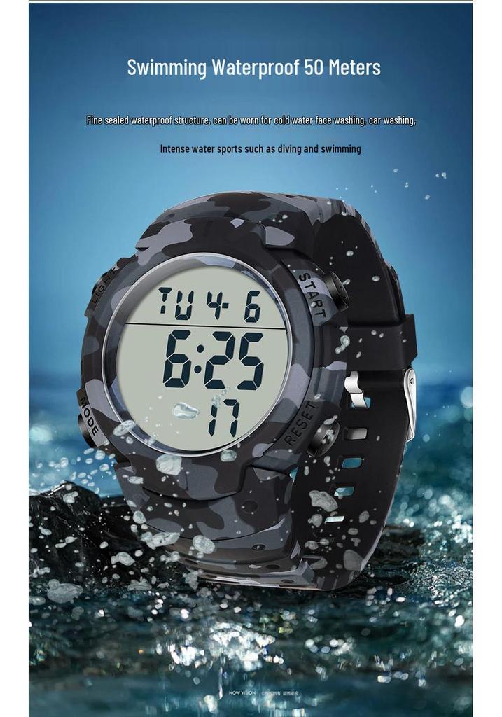 Sanda Men's Tactical Outdoor Camouflage Waterproof Sport Watch with Large Luminous Dial