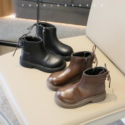 Vintage Fashion Korean Version Girl Single Boots British Style Children's Leather Boots Fashion Boots Children's Boots