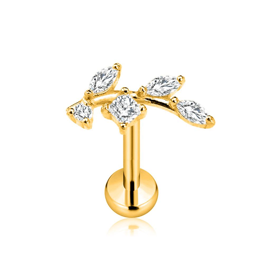 Titanio ASTM F136 G23 Fiore Luna Farfalla Piercing Senza Filettatura Spillo Fulmine Push-in Stud per Labbra Daith Conch Orecchino 16G 18G 20G
