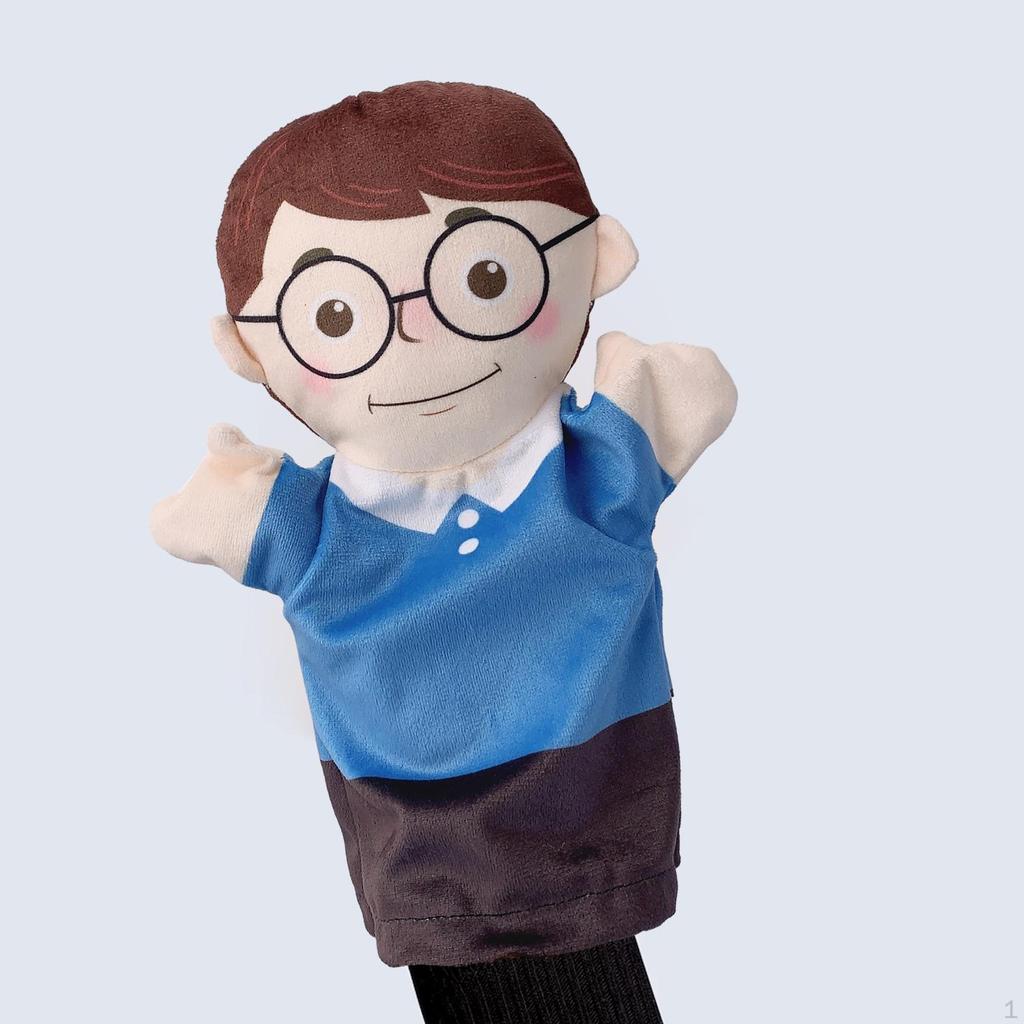 Family Hand Puppets Head Gloves Stuffed Animal Toy Role Play Model Figure Plush Pretend Toys for