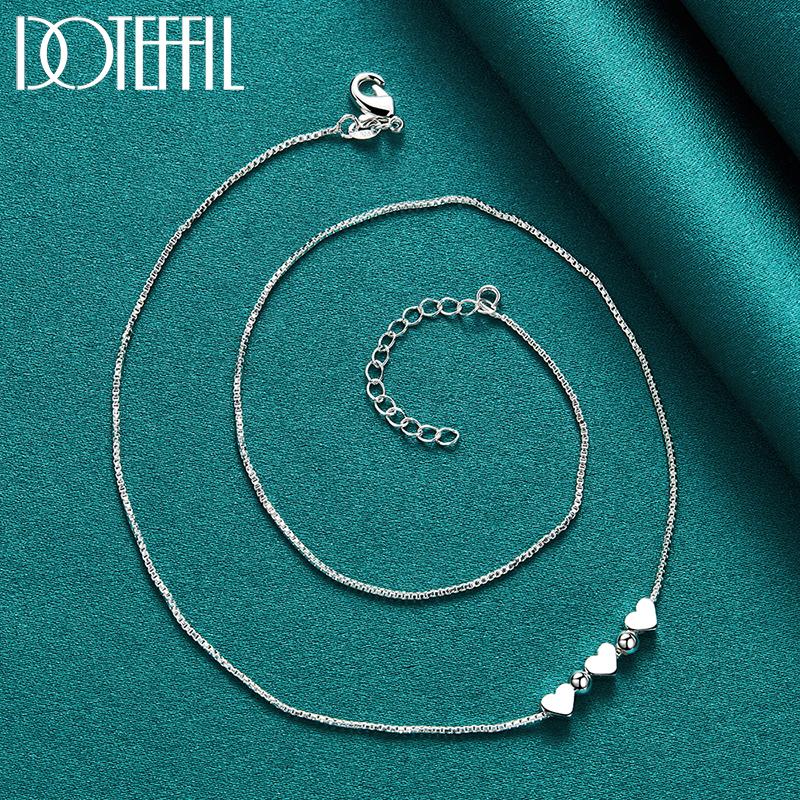 Colar Romântico Coração Corrente Cobra Prata Esterlina 925 Presente Charm Joia