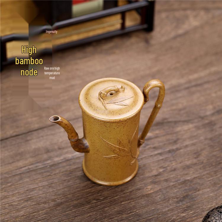 High Bamboo Section Yixing Zisha Teapot, Handmade Duan Ni, Original Ore, High-Temperature, Household Tea Pot and Set.