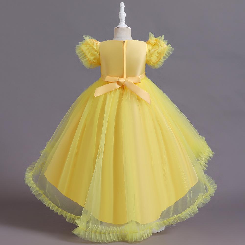 Klavier-Recital-Kleider für Mädchen, Geburtstags kleider, Kleider mit Puffärmeln für Kinder, Laufstegkleider für Blumenmädchen mit Schleppen