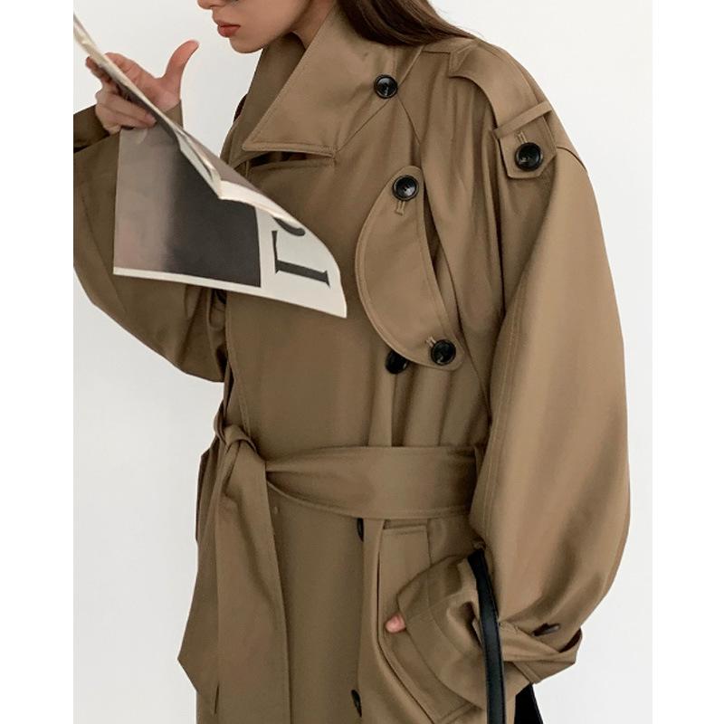 Parisian Dream Double-Breasted Trench Coat with Large Lapel - Women's 2025 Autumn Collection