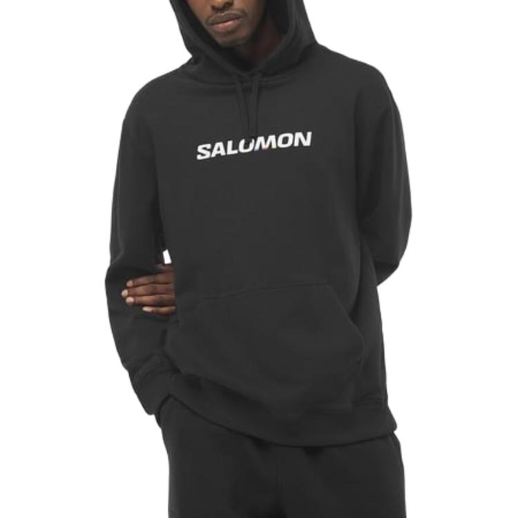 Salomon Logo Performance Pullover American Style Breathable Sweatshirt Men sweatshirt Deep-Black LC2360300