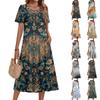 Vestido Casual y de Moda para Mujer con Estampado Floral, Mangas Cortas y Cuello Redondo