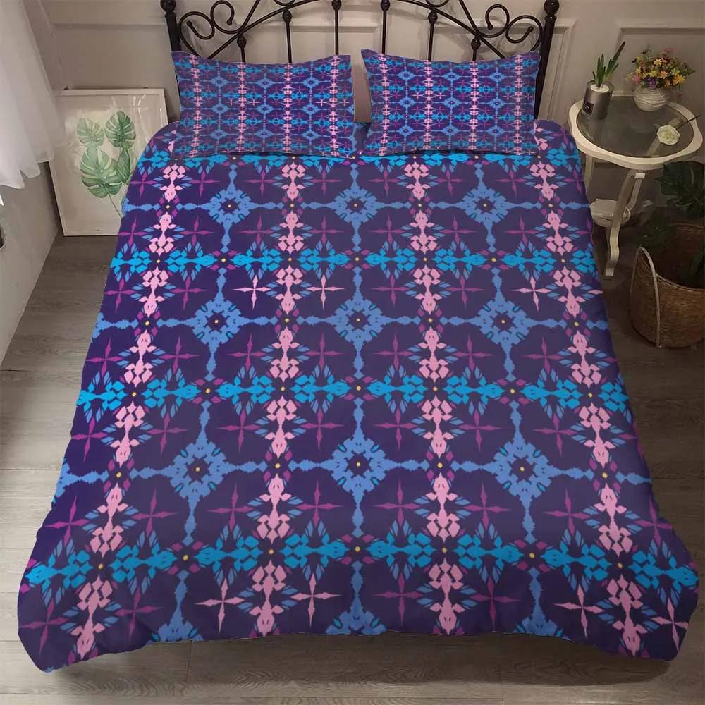 Comforter Bedclothes Microfiber Fabric Circle Elasticity Geometric Style Bedding Red Pink Blue Bedding Ropa De Cama Bed