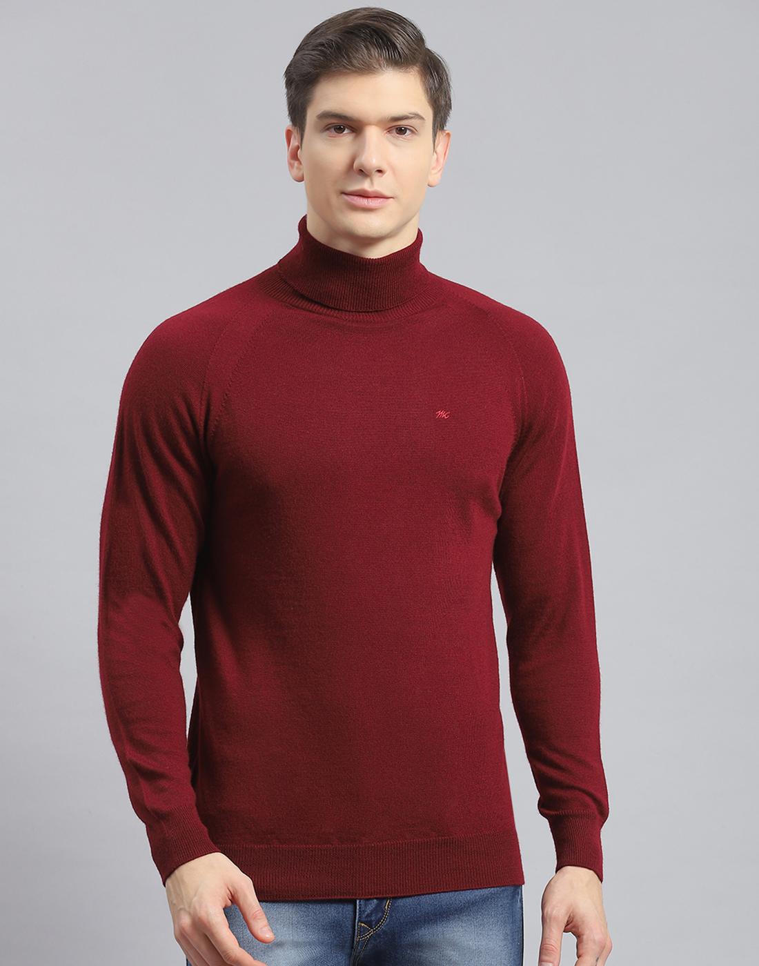 

Monte Carlo Mens Dark Maroon Solid High Neck Pullover 3XL малиновый