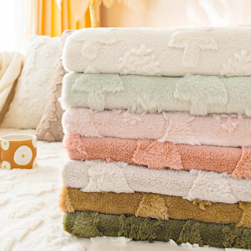 Merry Christmas Soft Faux Fur Warm Sofa Covers Anti-slip Couch Protector Solid Color Sofa Cover Towel Sofa Blanket Pet Kid Mat