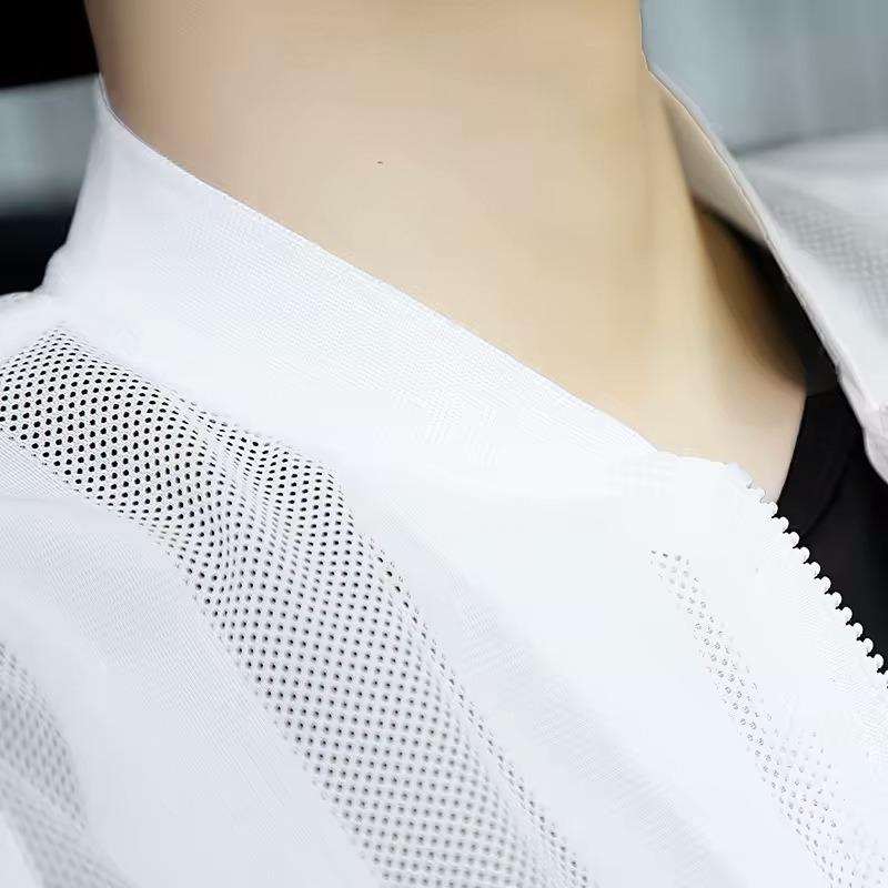 Fishing Net Hollow Zipper Hoodie Breathable Jacket Zipper Fishing Net Skin Clothing Men's Quick Drying Lightweight Trench Coat