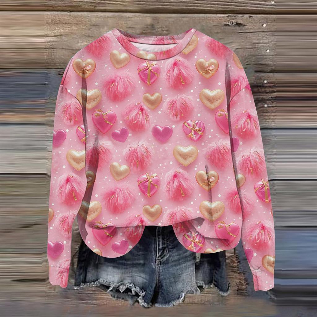 Women's Fashion Printed Long Sleeve Loose Round Neck Sweatshirt Top Fall