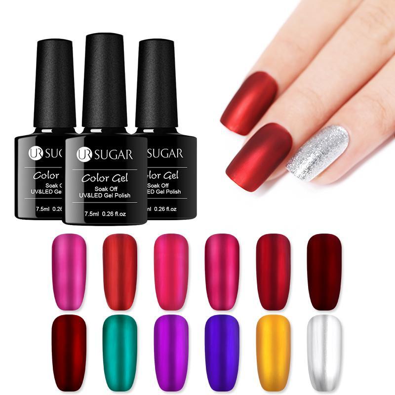 

UR SUGAR 7,5 мл Зеркальный титановый гель-лак для ногтей Красный красочный серебристый Необходим Впитать гель-лак Маникюр Гелевый салон