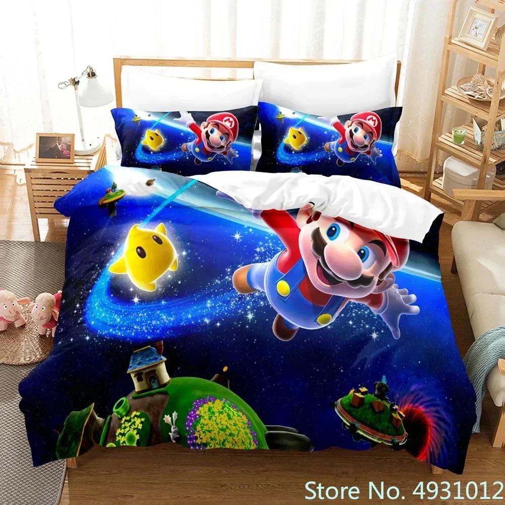 

Дитячий постільний комплект Super Mario з мультяшним принтом, ковдра, підковдра, наволочка, постільна білизна, набір для ліжка, спальні 150*200cm 3pcs