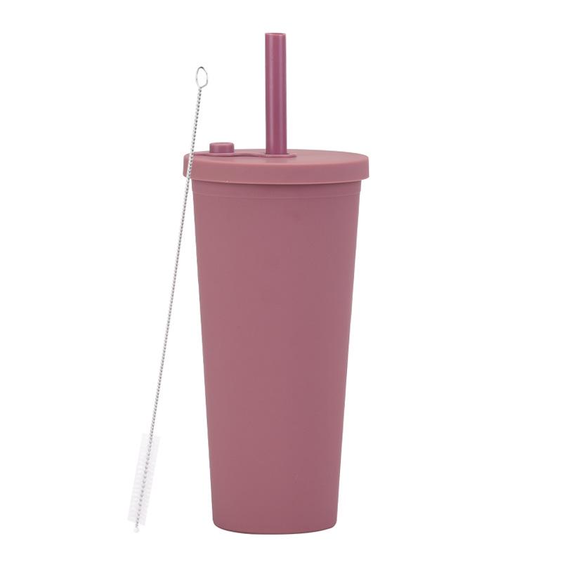 

2026 Double-layer Plastic Boba Milk Tea Cup with Large-hole Straw - Customizable & Transparent 700ml