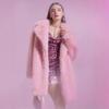 Cappotto da Donna Rosa in Ecopelliccia Collo a Revers Lunghezza Media Soffice Caldo Capospalla Invernale