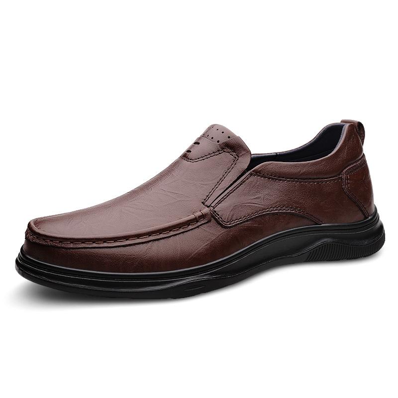 Fashion Genuine Leather Men Casual Shoes Comfortable Loafers Soft-Soled Slip-On Flats Versatile Business Formal Shoes Sneakers Moccasins