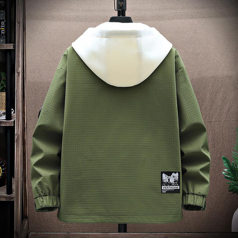 Spring and Autumn Holiday Two-piece Jacket Men's Hooded Hong Kong Style Jacket Men's Youth Korean Style Trendy Student Thickened Jacket