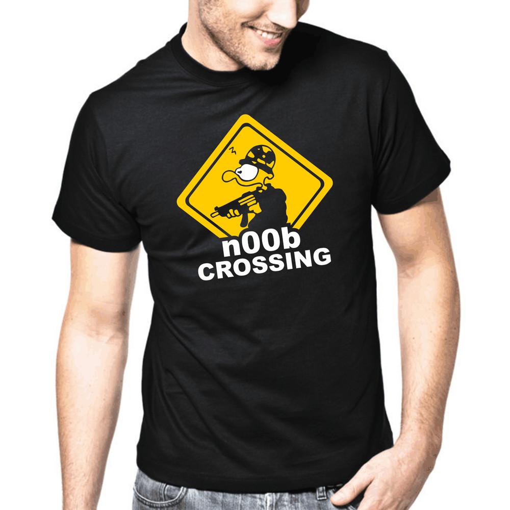 Noob Crossing Ego Shooter CS Gamer Nerd Geek Sayings Gift Funny Fun T-Shirt