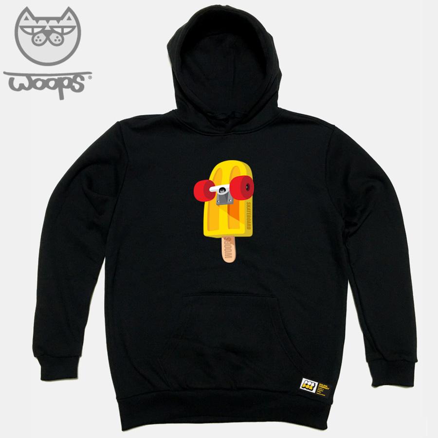 Doldol Woops_Hoody_36 Skateboard Cat Oops Character Hoodie Black/Xxl