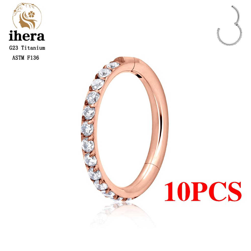 1/10 STKS G23 Titanium Neusringen Septum Clicker Oor Kraakbeen Tragus Helix Daith Oorbellen Hoops 16G 18G CZ Lichaams Piercing Sieraden