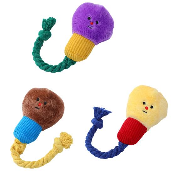 Yousheng Pet Sounding Toy with Built-in Sound Device Cartoon Light Bulb Design Bite-Resistant Cotton Rope Chew Toy Relieves Boredom Interactive Dog