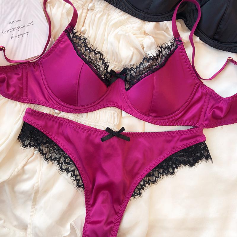 French Thin Cup Lingerie Set Sexy Lace Push Up Bra Fashion Women Silk Fabric Underwear High Quality Intimates Bras and Panties