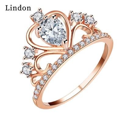 Lindon Klassischer Zirkonring aus Kupferlegierung, Damenschmuck, Hochzeitsversprechen, Partygeschenk