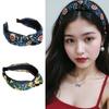 Mexico Embroidery Flower Knotted Headbands Wide Hairhoop for Women Special Occasion and Festival Dressingup Accessory
