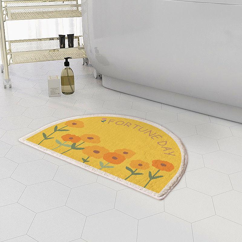 Ins Simple Semicircle Absorbent Bathroom Floor Mat Thickened Non-slip Carpet Toilet Washroom Toilet Door Mat