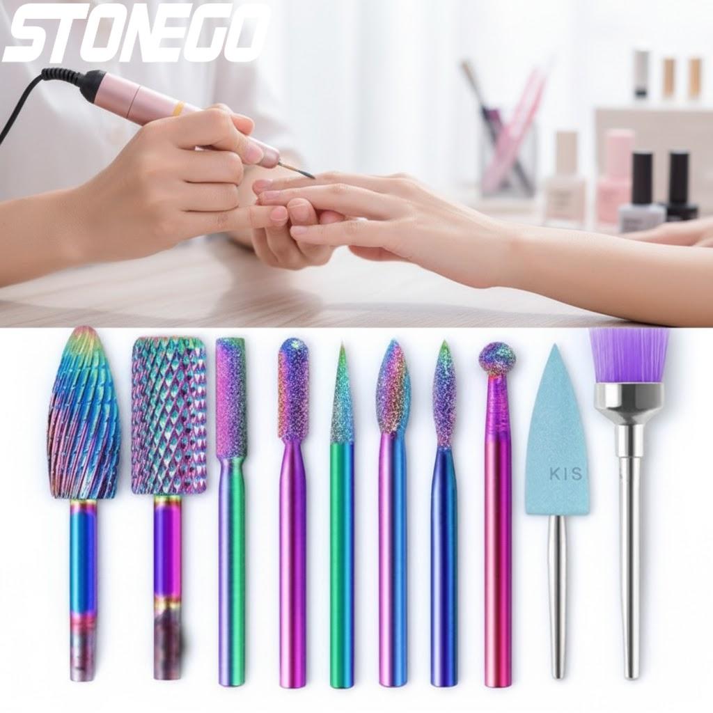 10-teiliges Set Wolframkarbid-Nagelfräser für Maniküre und Pediküre, professionelles Nagelstudio, Heimgebrauch, Nageldesign-Feilenmaschinen-Zubehör