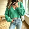 Women's Color Drop Shoulder Long Sleeve Soft Knit Sweater with Two Pockets