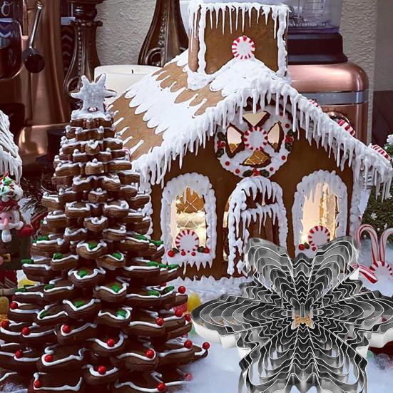 10 Parça Yılbaşı Kar Taneciği Kurabiye Kalıbı Seti Paslanmaz Çelik 3D Ağaç Kalıbı Yapışmaz Pişirme Aletleri Tatil İçin