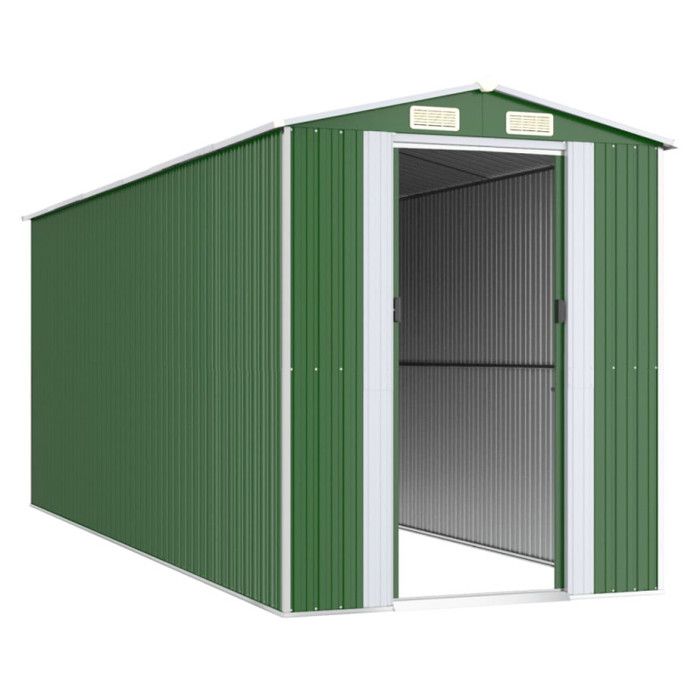 3147431 vidaXL Garden Shed Green 192x523x223 Cm Galvanized Steel
