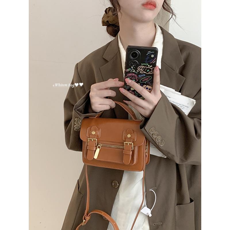 Retro Bag Women'Snewest Trendy Fashion Portable Small Square Bag All-Match Ins Shoulder Messenger Bag