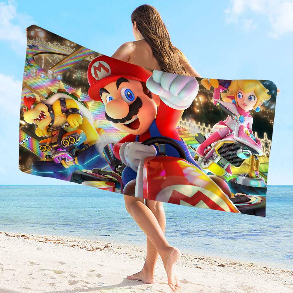 S-Super Cute Style M-Mario Bath Towel Microfiber Soft Water Absorbing Breathable For Girl Kids Decorative Cartoon Beach Towel