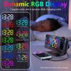 Digital 180 degrees Projection Alarm Clock with Dynamic RGB Light Brightness   Snooze Dual Alarm Setting USB   Port Mirror Clock for Be