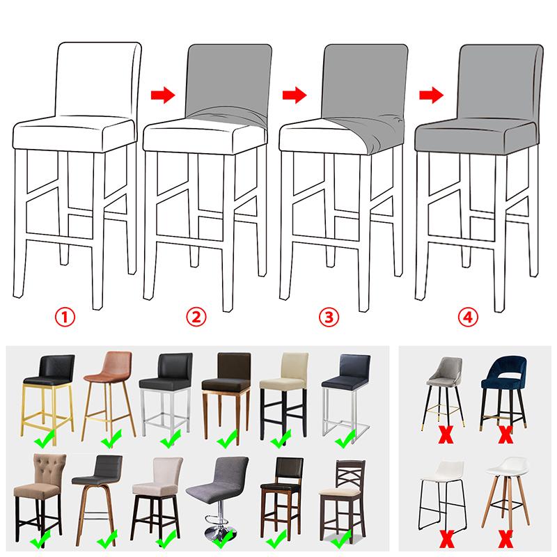 Tryckt Barstolöverdrag Stretch Liten Storlek Modernt Tryckt Sits Pall Tvättbara Avtagbara Överdrag För Fest Hem Hotell Bar