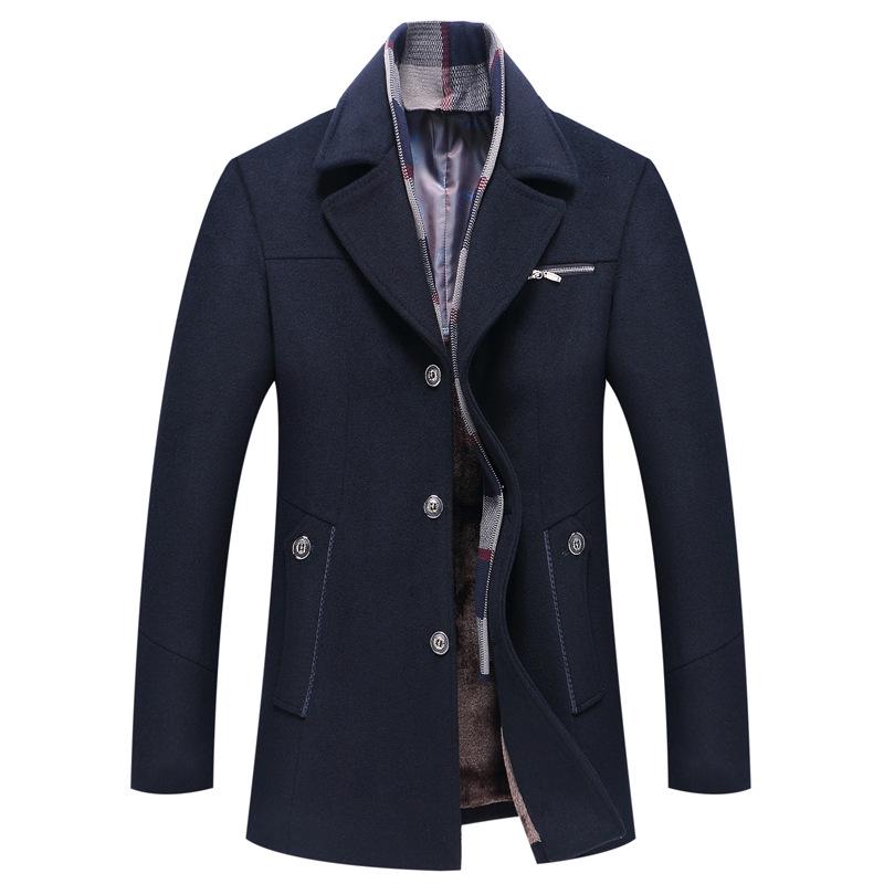 Cappotto di Lana da Uomo Autunno e Inverno, Sciarpa alla Moda in Lana da Uomo, Cappotto di Lana Spesso e Rilievo