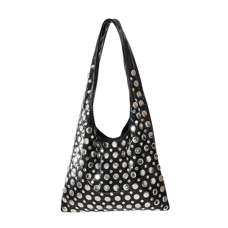 Niche Commuter Bag 2025 New Korean Version Fashion Rivet Personality Hand Bag Women's One Shoulder Armpit Bag PU