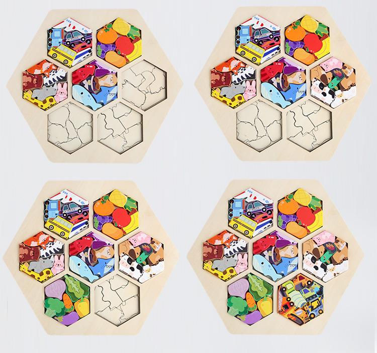 3D Animal & Fruit Theme Puzzle Blocks for Early Education - Creative Jigsaw for Kindergarten & Baby Learning