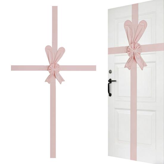 Large Easter Velvet Door Ribbon Bow Pink Gate Cabinet Wreath Bow Festival Wrapping Decoration for Door Window Fireplace Spring Party Supplies