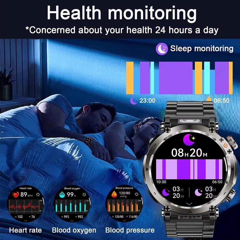 New 5ATM Waterproof Smart Watch Men 600mAh Outdoor SmartWatch GPS Compass Heart Rate LED Flashlight Bluetooth Call Sports Smartwatch