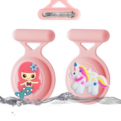 CATCH ON [2-Pack] Case Compatible with AirTags, Cute Hidden AirTag Pins, Waterproof Silicone Badges, Brooches for Clothing, Perfect for Kids and