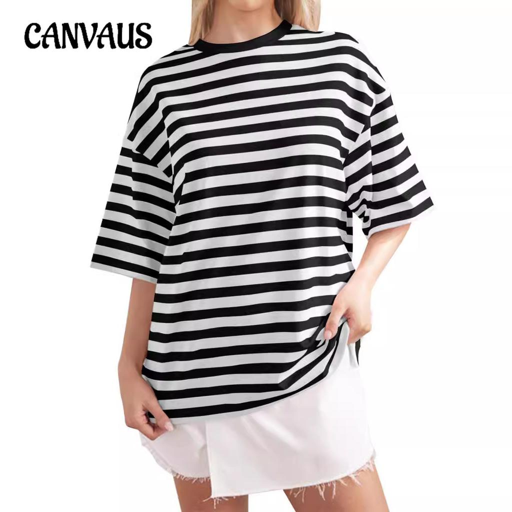 Women's Summer Casual Stripe Printed Round Neck T-Shirt