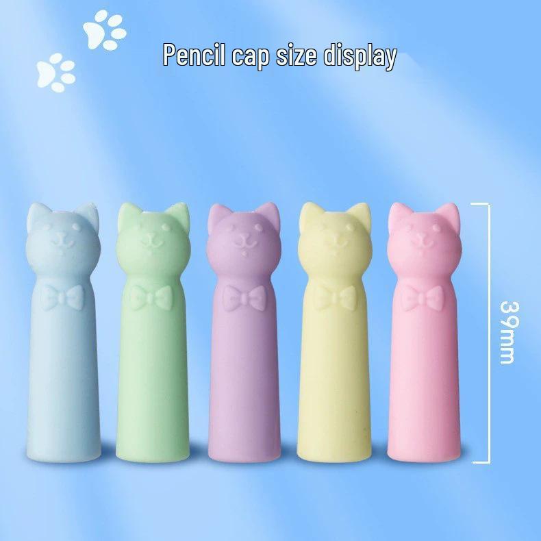 Cat Paw Eraser & Pencil Cap Set for Kids – Soft, Cute, and Functional Pencil Extender Sleeve.