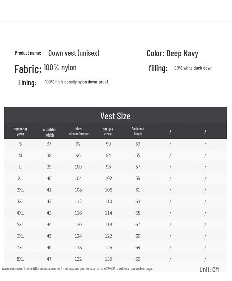 Telooman Unisex Black Duck Down Vest